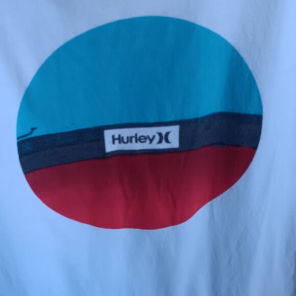Mens  White  Hurley  Surf Short  Sleeve T-shirt  Size Large  Cotton  Logos C22 - Picture 4 of 5